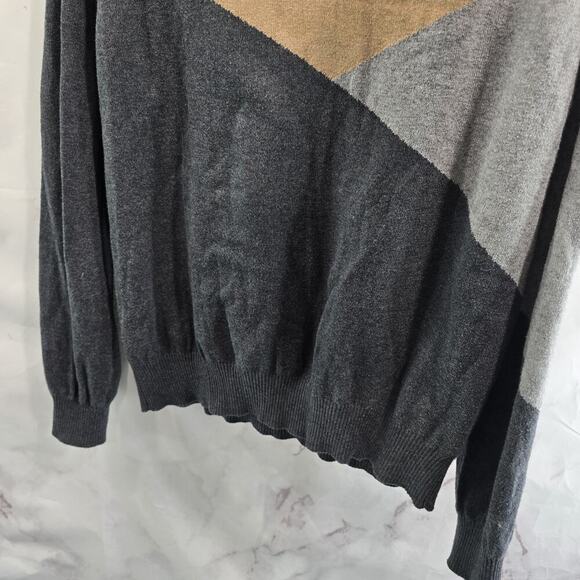 Prana Sweater Womens Medium Gray Lightweight Organic Cotton Chevron - Picture 10 of 12